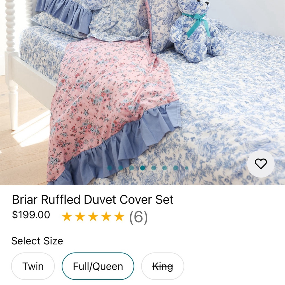 EUC Posh Peant Briar Ruffled Duvet Cover Set Full/Queen